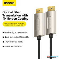 Baseus 10m 4K High Definition Series Optic Fiber HDMI to HDMI Adapter Cable Black